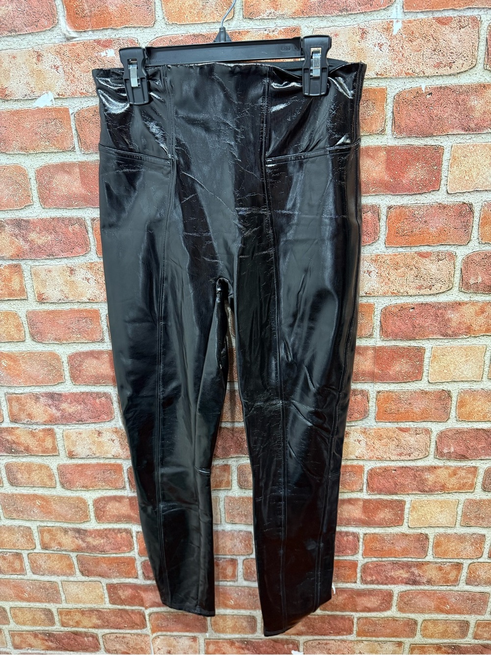 Spanx Black Faux patent Leather High-Waist Skinny leggings